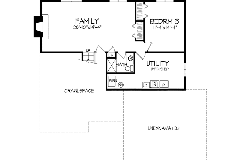 Home Plan - Floor Plan - Lower Floor for Country House Plan #51-711 - 3 bed, 2 bath