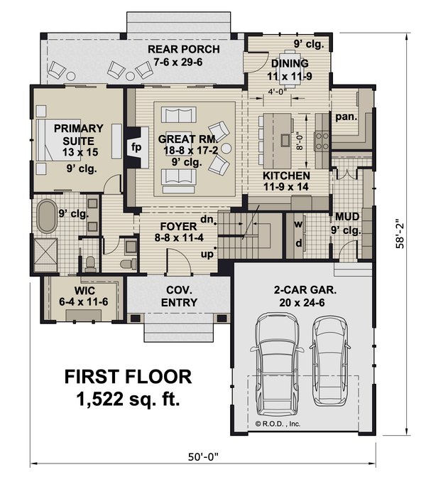 House Plan Design - Craftsman Floor Plan - Main Floor Plan #51-1301