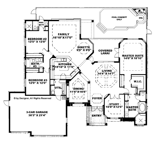 House Plan Design - Mediterranean Floor Plan - Main Floor Plan #1017-19