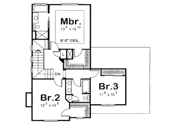 Dream House Plan - Tudor Floor Plan - Upper Floor Plan #20-1223