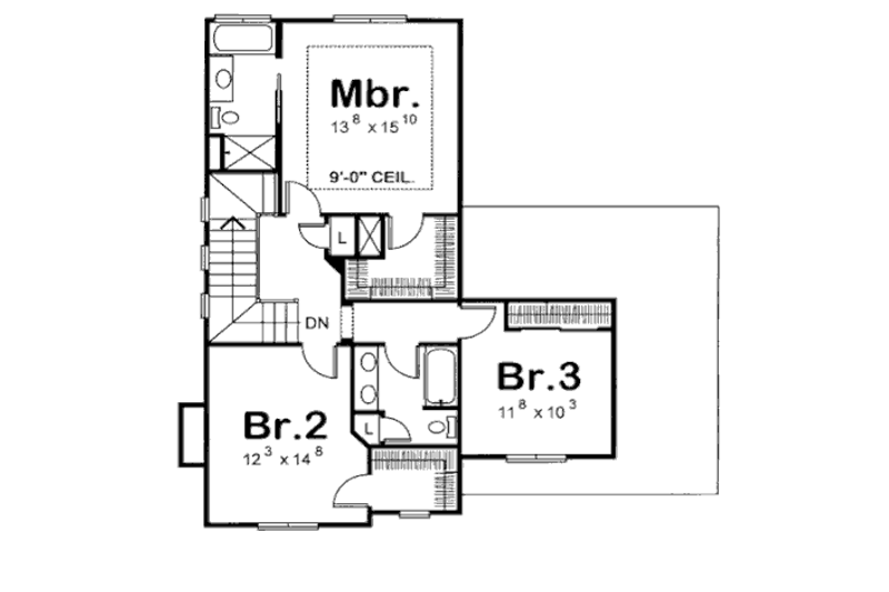 Home Plan - Floor Plan - Upper Floor for Tudor House Plan #20-1223 - 3 bed, 2.5 bath