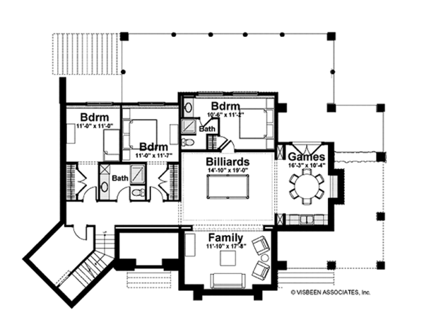 Architectural House Design - Adobe / Southwestern Floor Plan - Lower Floor Plan #928-182