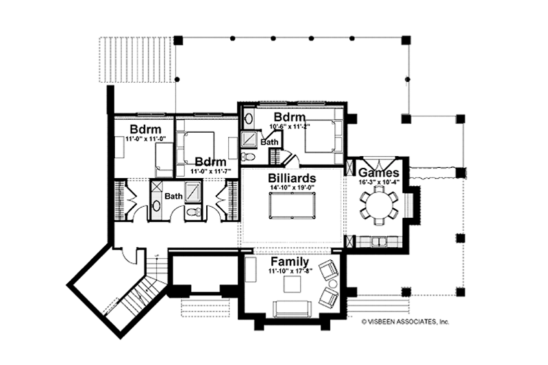 Home Plan - Floor Plan - Lower Floor for Adobe / Southwestern House Plan #928-182 - 4 bed, 3.5 bath