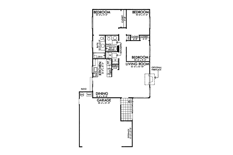 Home Plan - Floor Plan - Main Floor for Contemporary House Plan #320-781 - 3 bed, 2 bath