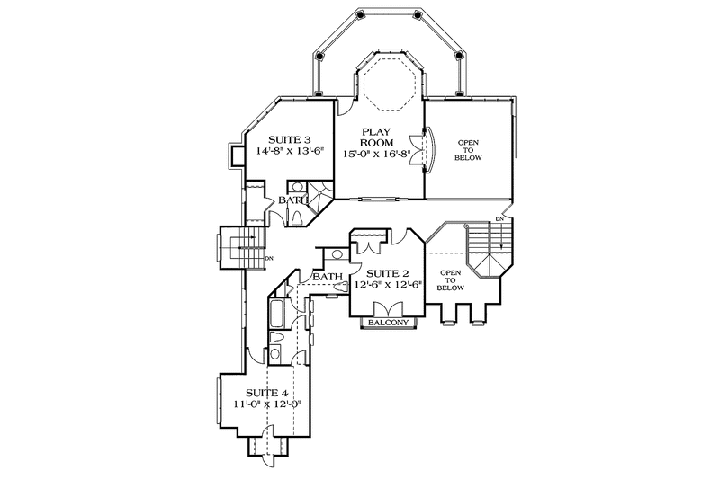 Home Plan - Floor Plan - Upper Floor for Craftsman House Plan #453-363 - 4 bed, 3 bath
