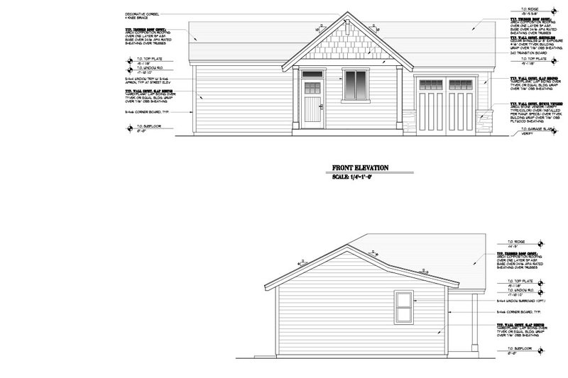 House Blueprint - Exterior - Other Elevation for Craftsman House Plan #53-665 - 1 bed, 1 bath