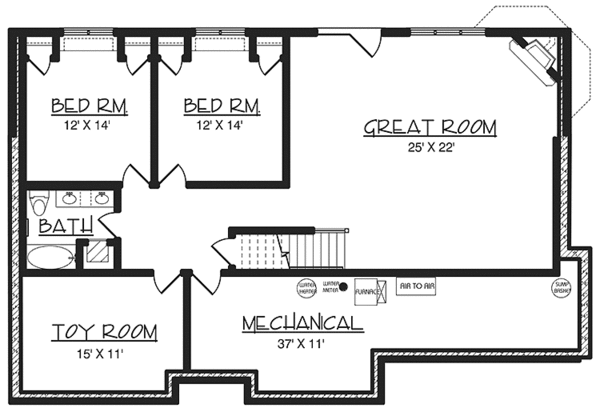 Architectural House Design - European Floor Plan - Lower Floor Plan #320-1036