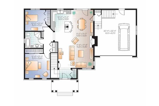 Floor Plan - Main Floor for Traditional House Plan #23-2530 - 2 bed, 1 bath