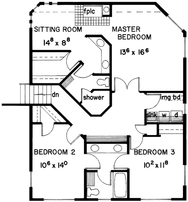 Architectural House Design - Contemporary Floor Plan - Upper Floor Plan #60-861