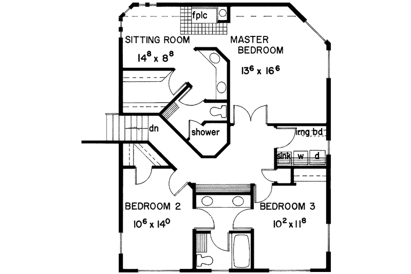 Home Plan - Floor Plan - Upper Floor for Contemporary House Plan #60-861 - 3 bed, 2 bath