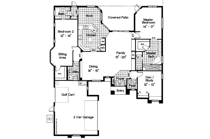 Dream House Plan - Floor Plan - Main Floor for Mediterranean House Plan #417-716 - 3 bed, 2.5 bath