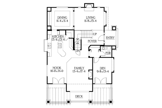 Floor Plan - Main Floor for Craftsman House Plan #132-311 - 3 bed, 2.5 bath