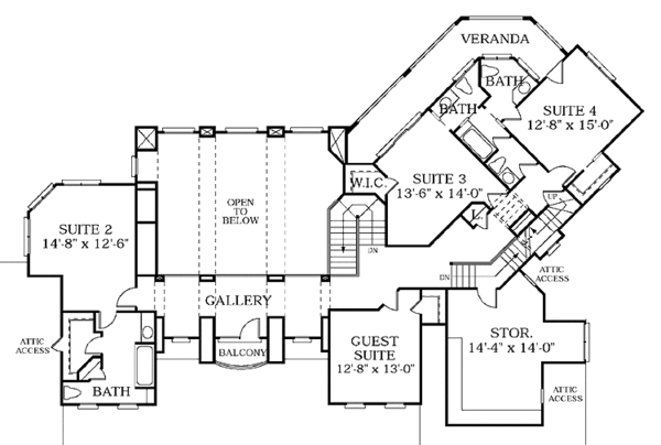European Floor Plan - Upper Floor Plan #453-356