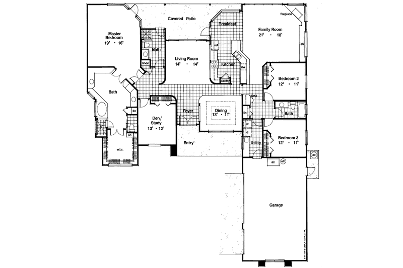 Home Plan - Floor Plan - Main Floor for Mediterranean House Plan #417-707 - 4 bed, 3 bath