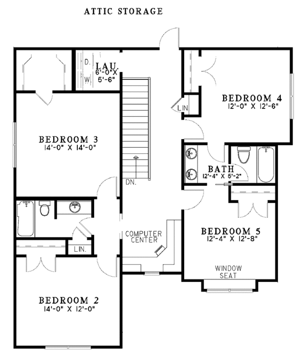 Architectural House Design - Colonial Floor Plan - Upper Floor Plan #17-2858