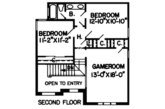 Floor Plan - Upper Floor for European House Plan #312-488 - 3 bed, 2.5 bath