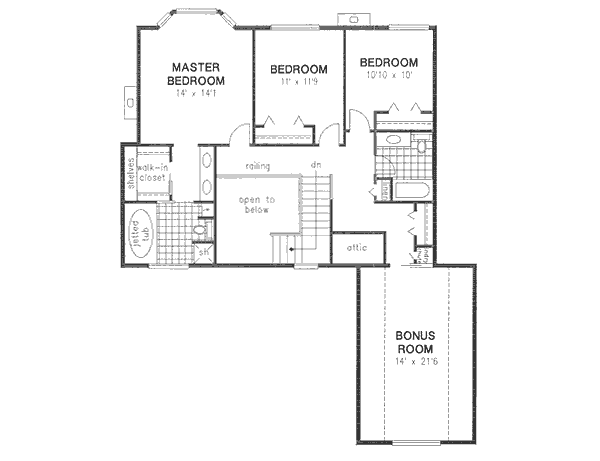 House Blueprint - European Floor Plan - Upper Floor Plan #18-8968