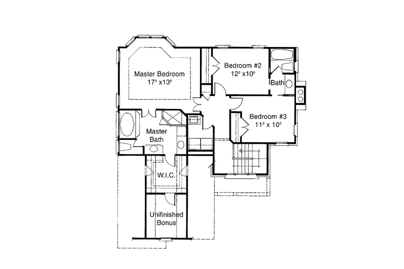 House Blueprint - Floor Plan - Upper Floor for Colonial House Plan #429-152 - 3 bed, 2.5 bath