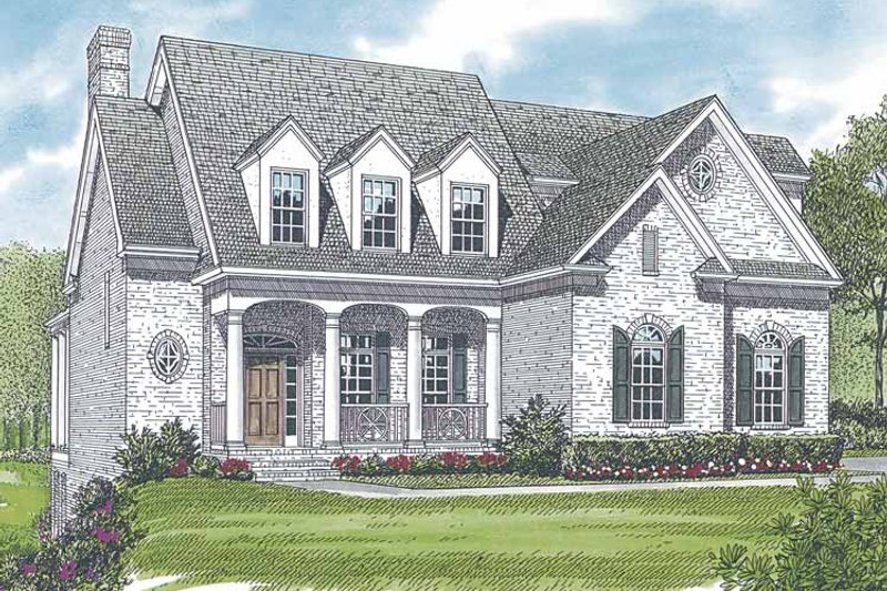 Architectural House Design - Exterior - Front Elevation 3 for Country House Plan #453-555 - 4 bed, 3.5 bath