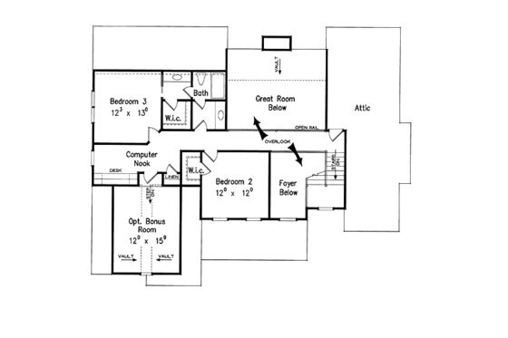 Floor Plan - Upper Floor for Colonial House Plan #927-561 - 4 bed, 3 bath