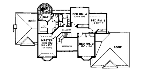 Architectural House Design - Traditional Floor Plan - Upper Floor Plan #1001-127