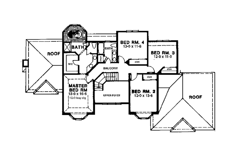 Architectural House Design - Floor Plan - Upper Floor for Traditional House Plan #1001-127 - 4 bed, 2.5 bath