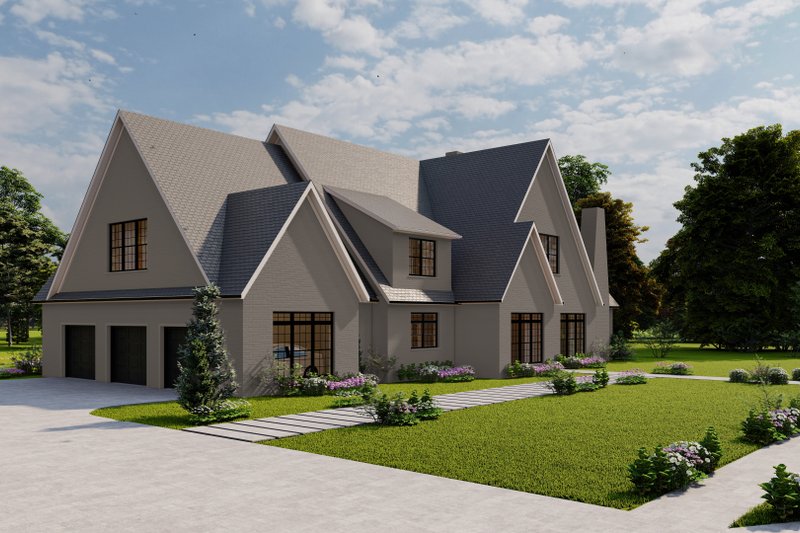 House Plan Design - Exterior - Front Elevation 3 for European House Plan #1117-10 - 4 bed, 4.5 bath