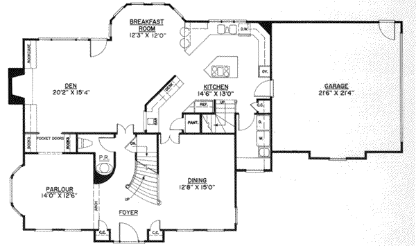 Architectural House Design - Colonial Floor Plan - Main Floor Plan #119-112