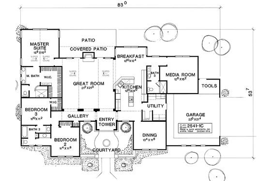 Floor Plan - Main Floor for Mediterranean House Plan #472-353 - 3 bed, 3 bath