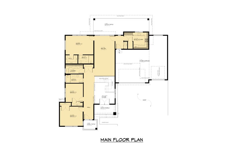 Architectural House Design - Floor Plan - Main Floor for Contemporary House Plan #1066-236 - 4 bed, 3.5 bath