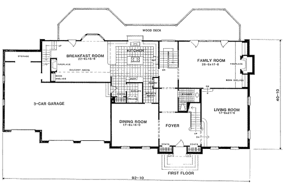Floor Plan - Main Floor for European House Plan #322-122 - 4 bed, 4.5 bath
