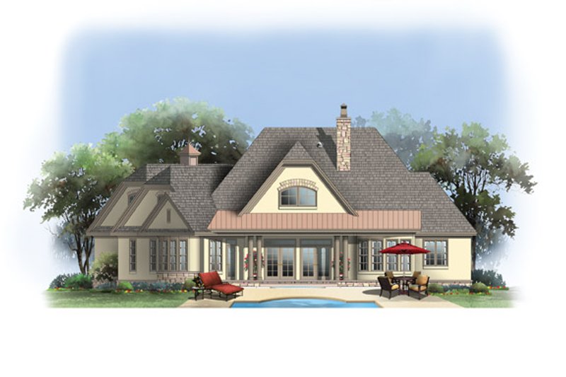 House Plan Design - Exterior - Rear Elevation 1 for European House Plan #929-904 - 3 bed, 2 bath
