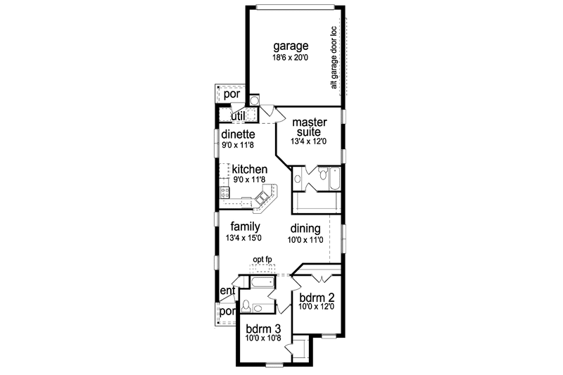 Home Plan - Floor Plan - Main Floor for Traditional House Plan #84-671 - 3 bed, 2 bath