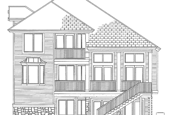 Exterior - Rear Elevation for Traditional House Plan #930-148 - 3 bed, 2 bath