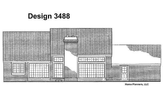 Exterior - Rear Elevation for Tudor House Plan #72-960 - 3 bed, 2 bath