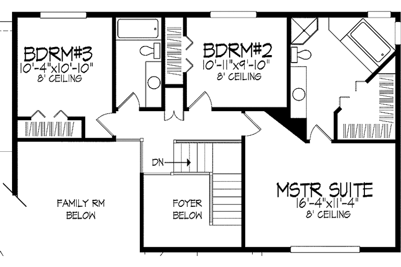 Architectural House Design - Floor Plan - Upper Floor for Contemporary House Plan #51-702 - 3 bed, 2.5 bath