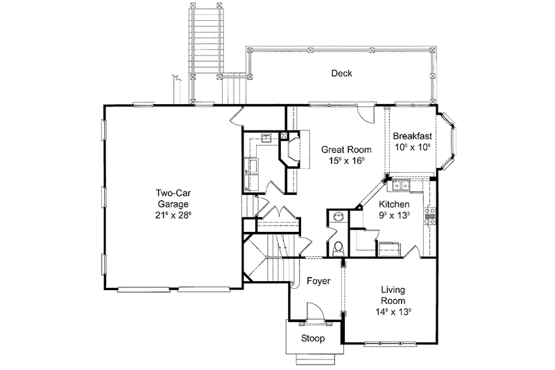 Home Plan - Floor Plan - Main Floor for Colonial House Plan #429-289 - 3 bed, 2.5 bath