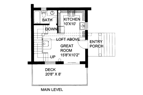 Floor Plan - Main Floor for Log House Plan #117-797, 1 bath