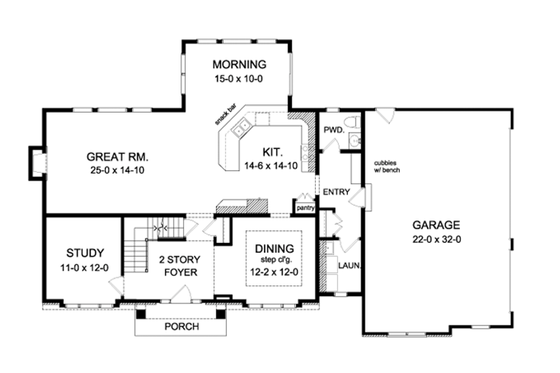 Home Plan - Floor Plan - Main Floor for Colonial House Plan #1010-95 - 4 bed, 2.5 bath