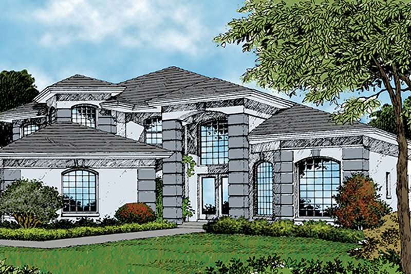 Dream House Plan - Exterior - Front Elevation 3 for Mediterranean House Plan #417-544 - 3 bed, 2.5 bath