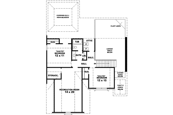 Floor Plan - Upper Floor for European House Plan #81-699 - 3 bed, 2.5 bath