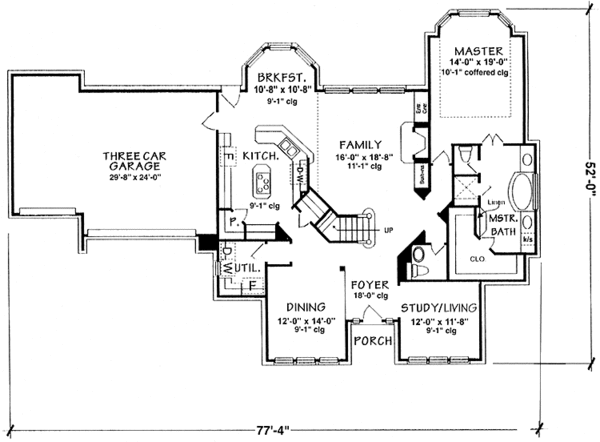 House Plan Design - Country Floor Plan - Main Floor Plan #974-48