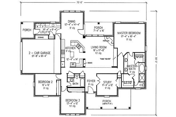 Floor Plan - Main Floor for Country House Plan #410-3589 - 3 bed, 2 bath
