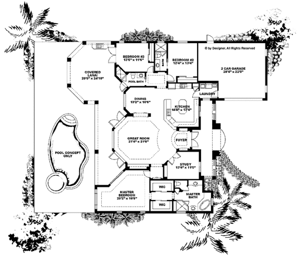 Home Plan - Mediterranean Floor Plan - Main Floor Plan #1017-86