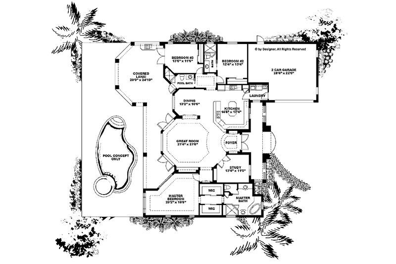Home Plan - Floor Plan - Main Floor for Mediterranean House Plan #1017-86 - 3 bed, 3 bath
