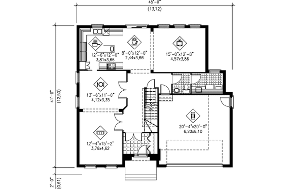 Floor Plan - Main Floor for Colonial House Plan #25-4223 - 4 bed, 2.5 bath