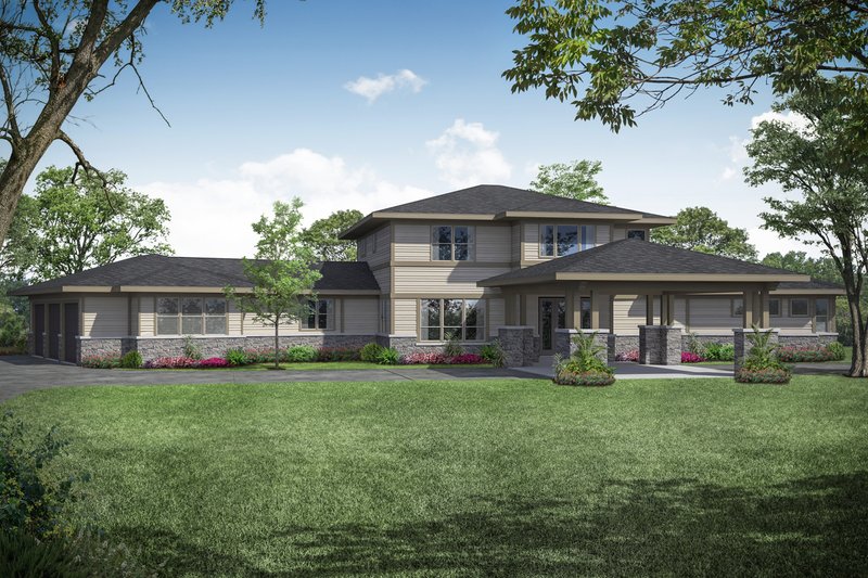 House Plan Design - Prairie Exterior - Front Elevation Plan #124-1107