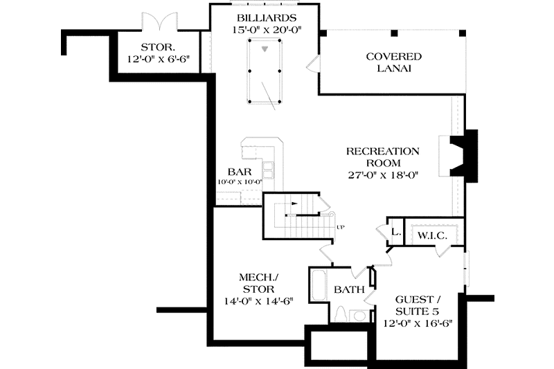 Home Plan - Floor Plan - Lower Floor for Country House Plan #453-170 - 5 bed, 4.5 bath