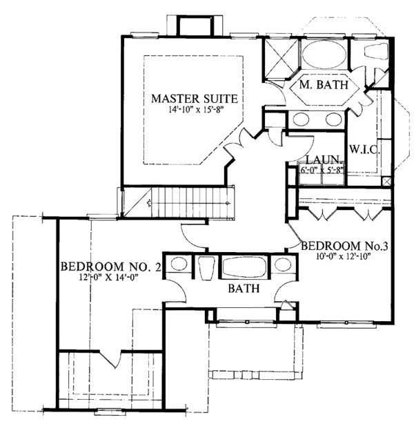 Architectural House Design - Colonial Floor Plan - Upper Floor Plan #429-121