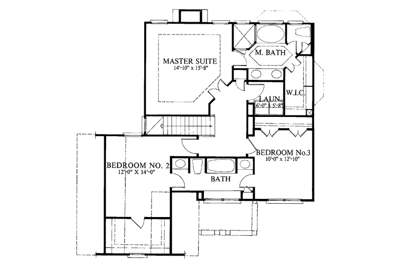 Dream House Plan - Floor Plan - Upper Floor for Colonial House Plan #429-121 - 3 bed, 2.5 bath